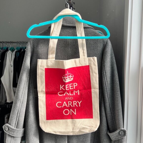 New without Tag KEEP CALM & CARRY ON Canvas Tote Bag - Picture 2 of 5